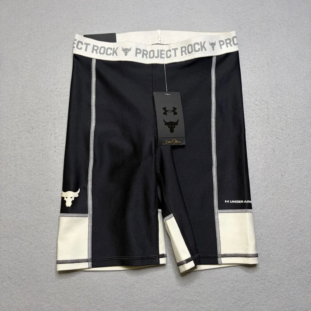 Under Armour Bike Shorts Kids S Black Project Rock Compression High Rise 1373588